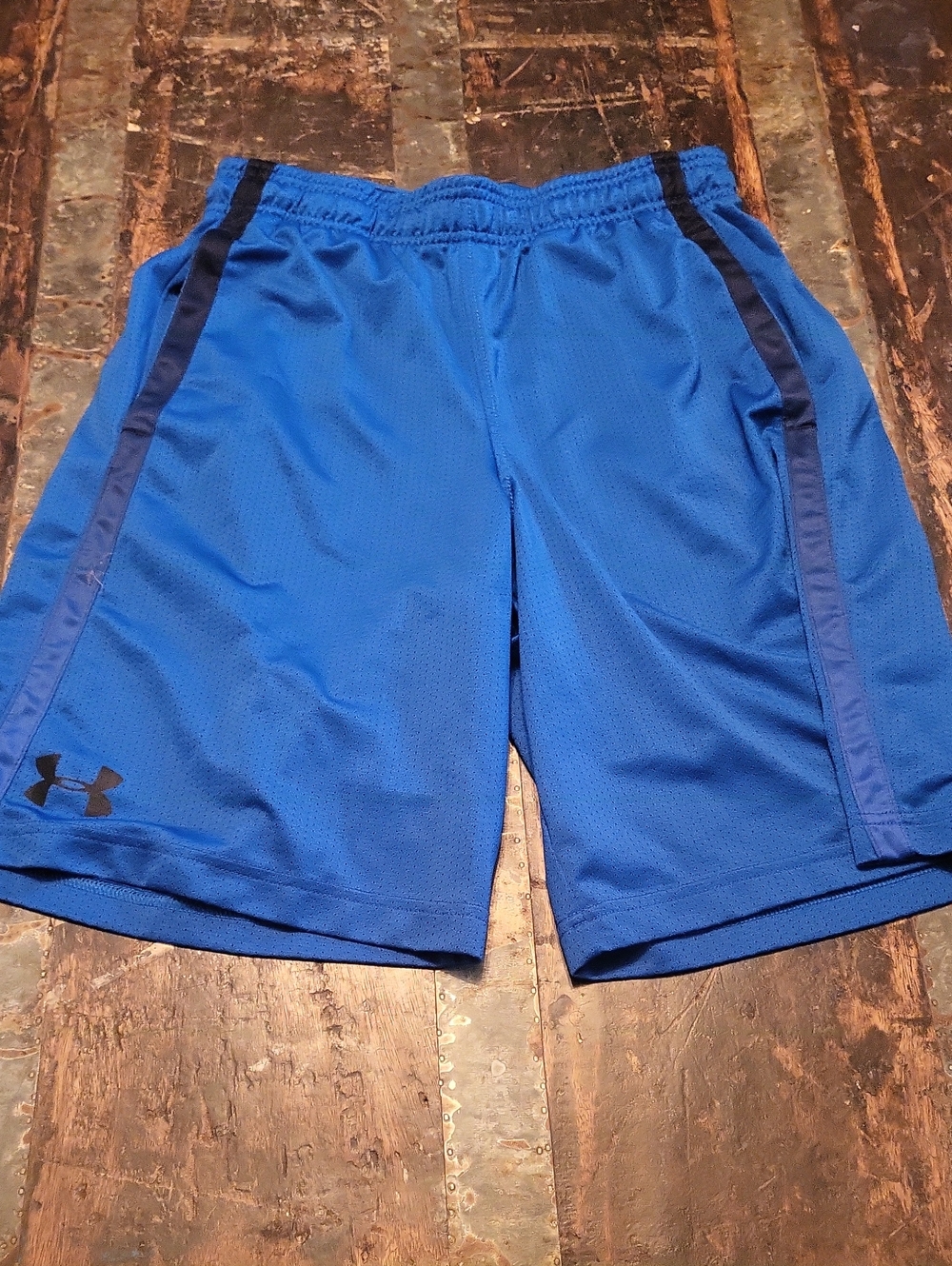Under Armour Men’s Royal Blue Athletic Mesh Shorts with Black Accents
